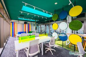 a conference room with a table and chairs at 24h Check in & SkyPool- KL Sentral Suite Riveria City Near KL Sentral KL KLCC in Kuala Lumpur