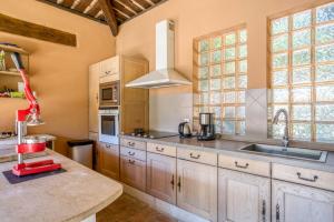 une cuisine avec un évier et un plan de travail dans l'établissement Villa Golf les Cigales, à Mouans-Sartoux