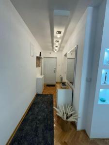 a room with a hallway with a potted plant in it at Apartman Čaršija in Novi Pazar