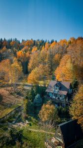 una casa en medio de un bosque en Alemiło - dom w górach z balią, en Zawoja
