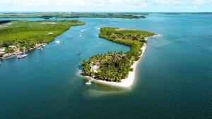 an island in the middle of a large body of water at Pousada Ponta da Baleia in Barra Grande