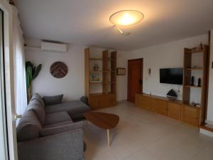 ein Wohnzimmer mit Sofa und Fernseher in der Unterkunft EMPÚRIES 7 - Apartamento con vistas espectaculares desde la terraza. - ES-228-167 in Llança