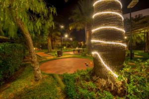 a tree wrapped in lights in a park at night at Ona Village Cala d'Or in Cala d´Or