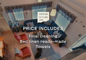 an overhead view of a living room with furniture at Central Alley 3B - including linen and towels in Levi