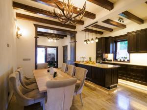 Kuchyň nebo kuchyňský kout v ubytování Bányahegyi erdei nyugalom és wellness erdész & vadászház