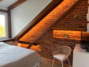 Katil atau katil-katil dalam bilik di Mezonetovy apartmán 1 u rybníka