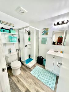 a bathroom with a shower and a toilet and a sink at Micro Studio Apartment 10 Minutes Walk to University of Washington in Seattle
