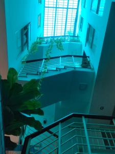 an empty building with stairs and a plant at Huong's Homestay in Ho Chi Minh City