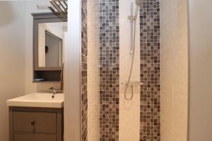 un bagno con doccia e lavandino di Au cœur du quartier historique a Lannion Altre 10 foto