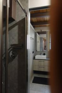 łazienka z prysznicem i umywalką w obiekcie Loft Cùntra Maestra w Asti