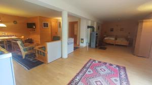 a living room with a kitchen and a dining room at Ferienhaus Vier Jahreszeiten in Reichenau