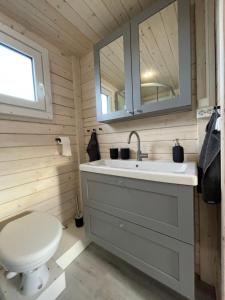 Hausboot Janne Lübeck Inclusive Kanu nach Verfügbarkeit SUP und WLAN 50 MBit s Flat的一间浴室
