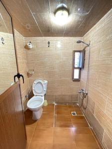 een badkamer met een toilet en een douche bij Dar Mdaqa in Chefchaouene +24 foto's