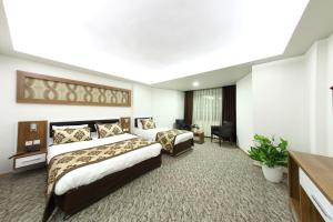Un pat sau paturi într-o cameră la Afyon Grand Ari Hotel