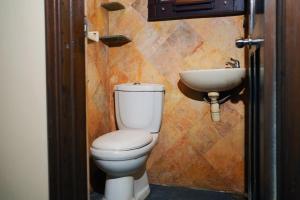 a bathroom with a toilet and a sink at Omah Wetan Homestay in Malang