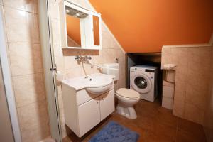 une salle de bain avec un lavabo et une machine à laver dans l'établissement Holiday house Mario, à Peresiji 27 autres photos