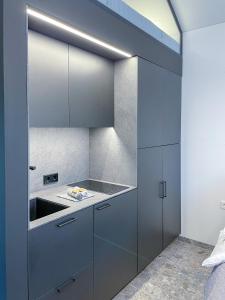 Kuchyň nebo kuchyňský kout v ubytování Lakeview Modern Karaim Cottage Trakai