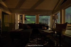 Posezení v ubytování Lofoten Links Lodges