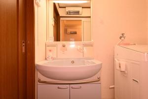 a bathroom with a white sink in front of a mirror at Peace & Harmony 1 in Nagoya +28 photos