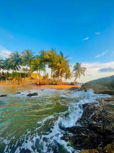 an island with palm trees on a beach at Beach Star Villa Beruwala in Beruwala