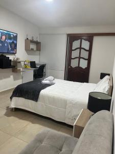 Televisyen dan/atau pusat hiburan di Casa Hostal los Profes