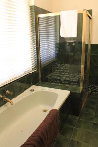 a bathroom with a bath tub and a shower at Cockburn House in Jamestown