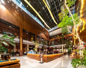 临沂市临沂人民广场凯悦嘉轩酒店的植物餐厅大堂