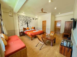 Postelja oz. postelje v sobi nastanitve Sparsh Resort, A Boutique Stay - Just 2kms uphill from Mall Road, near Old Manali