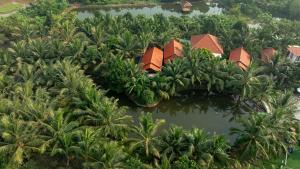 an aerial view of a resort with palm trees at Nature Garden Ecolodge Ninh Bình in Ninh Binh