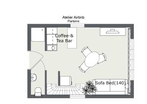 Grunnteikning Tiny House Chez Claudine - Relaxen, Workspace, Nähe Thermen, Netflix, free Parking & Wifi