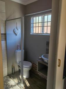 un bagno con un water, un lavandino e una finestra di Palmboom Cottage at Sielerus by Horeb a Clarens