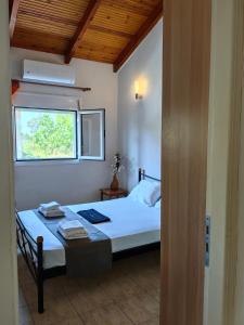 a bedroom with a large bed with a window at Emis House Krioneri in Kryonéri