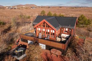 an overhead view of a house with a roof at 3BR Cabin in the Middle of Golden Circle in Selfoss