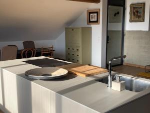 a kitchen with a sink and a counter top at 'Le Petit Clos Suites'- Charming Getaway on Leman Lake in Nyon