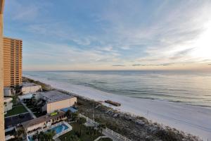 an aerial view of the beach and the ocean at The Summit by Panhandle Getaways in Panama City Beach