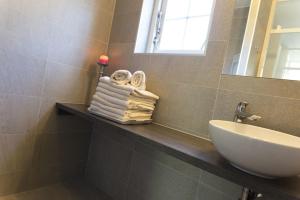 Bilik mandi di De Essenburgh 7-persoons, overdekte hottub en lounge, barrel sauna, sunshower, wifi, omheinde tuin, huisdier vriendelijk +7 gambar