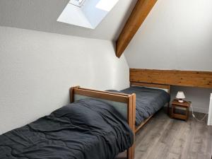 ein Schlafzimmer mit zwei Betten und einem Dachfenster in der Unterkunft Résidence Balcons Du Soleil 1 - T3/6pers BALCONS DU SOLEIL 63- Peyresourde MAE-9544 in Germ + 10 Fotos