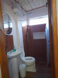 a bathroom with a toilet and a sink at Cabana SERENA in Santana do Livramento