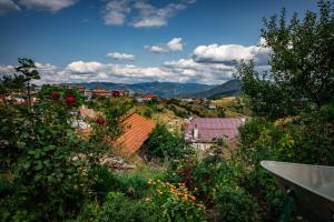 a view of a town with mountains in the background at Родопска къща за гости с.ЧАЛА in Chala +31 photos