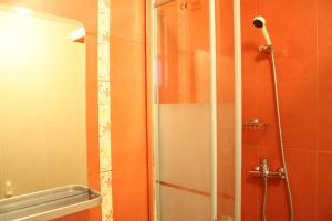 une douche avec une porte en verre dans une salle de bain dans l'établissement Pinho Apartments, Studios and Rooms, à Porto 43 autres photos