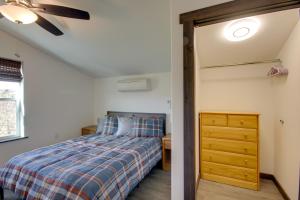 a bedroom with a bed and a ceiling fan at Mtn-View Gem with Grill 2 Mi to Dtwn Livingston in Livingston