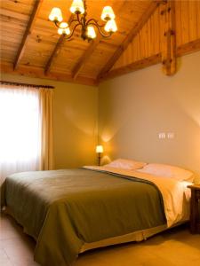ein Schlafzimmer mit einem großen Bett in einem Zimmer in der Unterkunft Confin Patagonico in El Chalten