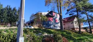 a house on top of a hill with a pole at Chata u kolára in Malatiná