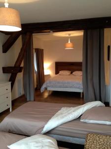 a bedroom with two beds in a room at Gite Place De La Fontaine in Hautvillers