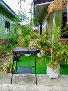 un tavolo nero di fronte a una casa con piante di S&E-2 Tiny Guest House - Olango Island a Lapu Lapu City Altre 11 foto