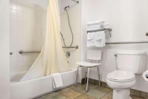 a bathroom with a tub and a toilet and a shower at Econo Lodge in Miles City +13 photos