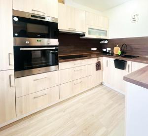 Kuchyň nebo kuchyňský kout v ubytování Apartmány Turkovna