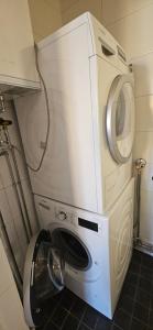 a washer and dryer in a small room at Ilona Vanha Rauma in Rauma +1 photo