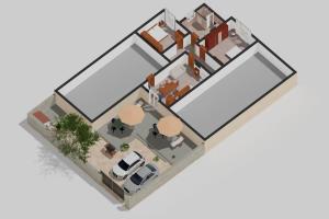 a floor plan of a house with a car at West Sicily - Villa with Garden and Parking in Marsala