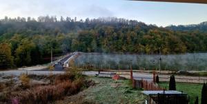a view of a road next to a forest at Rebeka Luxury Apartment in Tryavna
